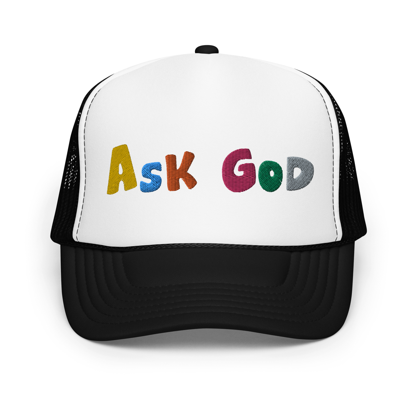 ASK GOD trucker hat
