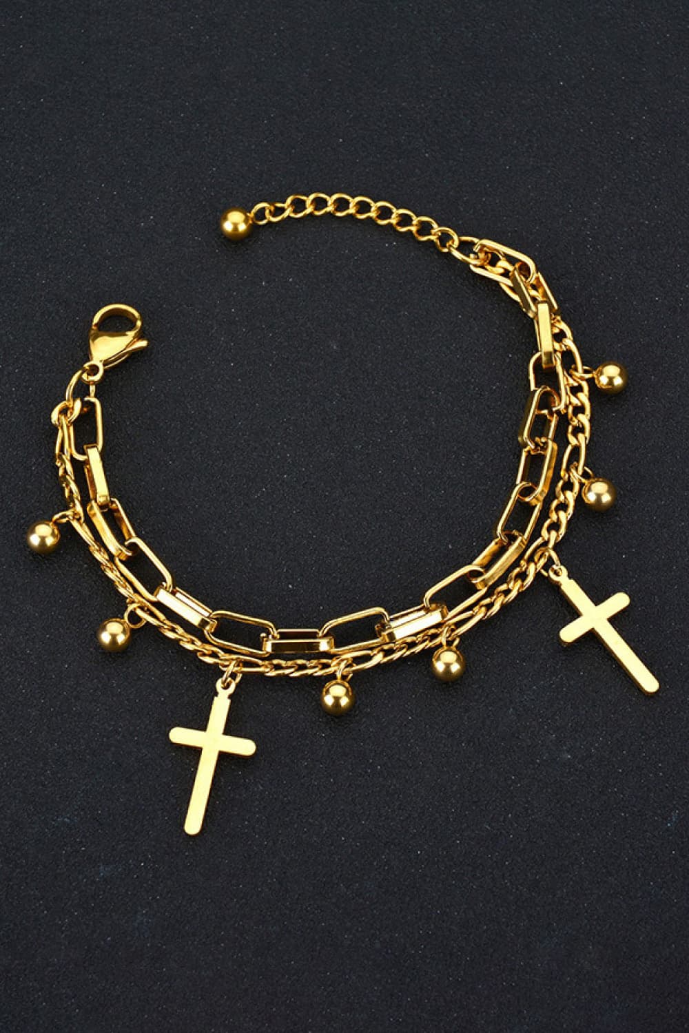 HK Cross Layered Stainless Steel Bracelet