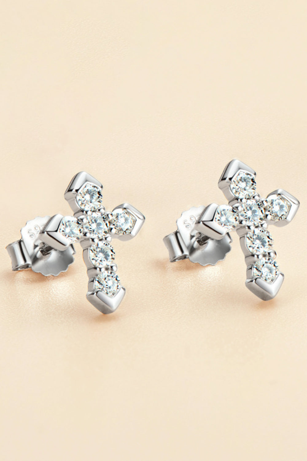 HK Moissanite Cross Stud Earrings