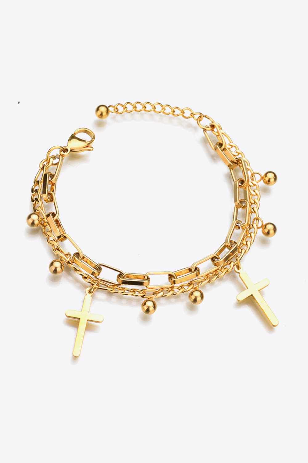 HK Cross Layered Stainless Steel Bracelet