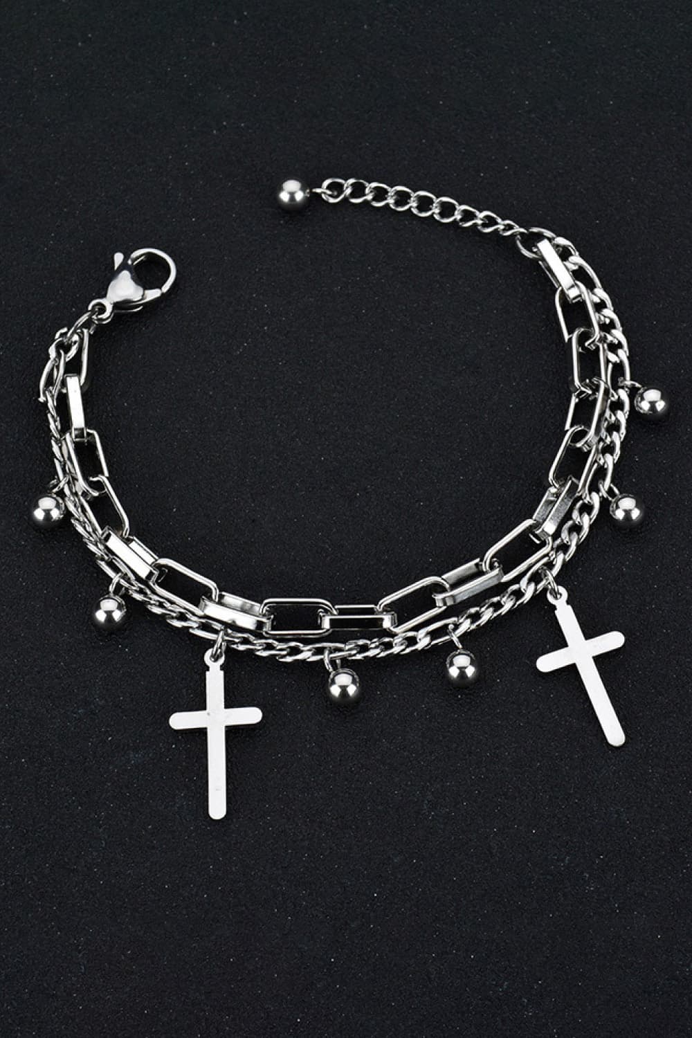 HK Cross Layered Stainless Steel Bracelet