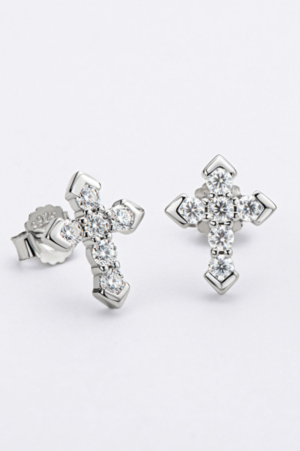 HK Moissanite Cross Stud Earrings