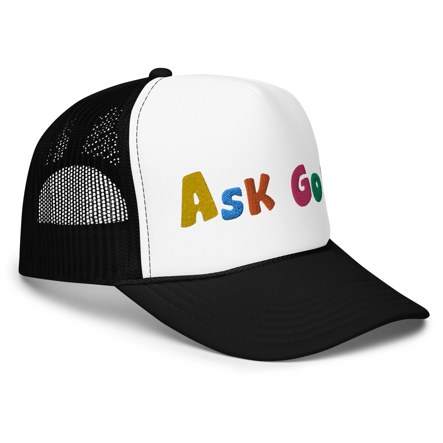 ASK GOD trucker hat