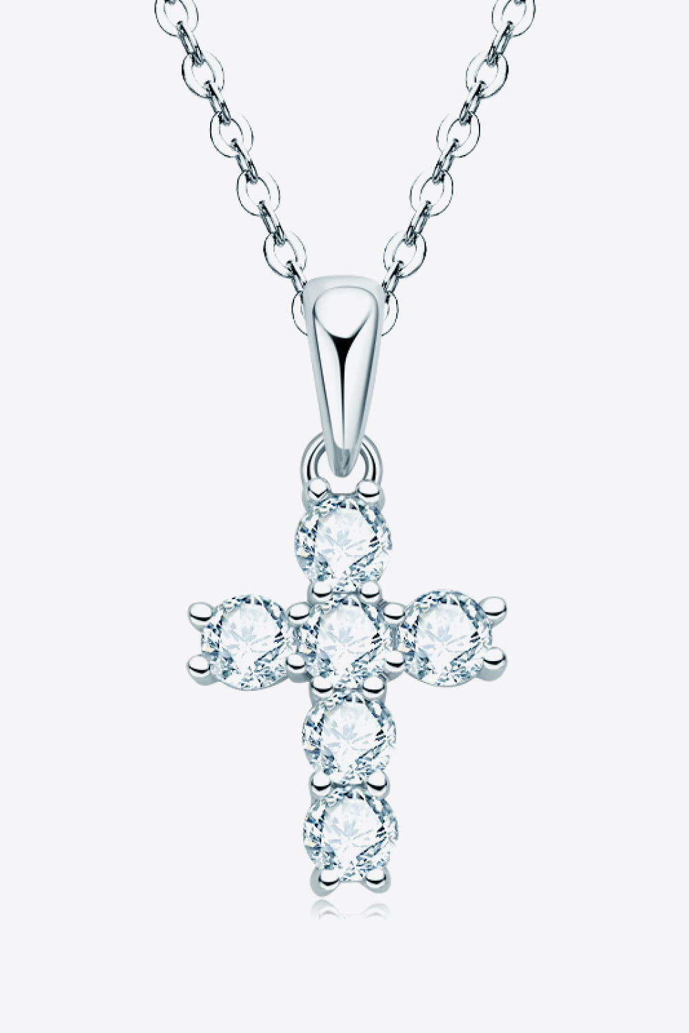 HK Sterling Silver Cross Moissanite Pendant Necklace