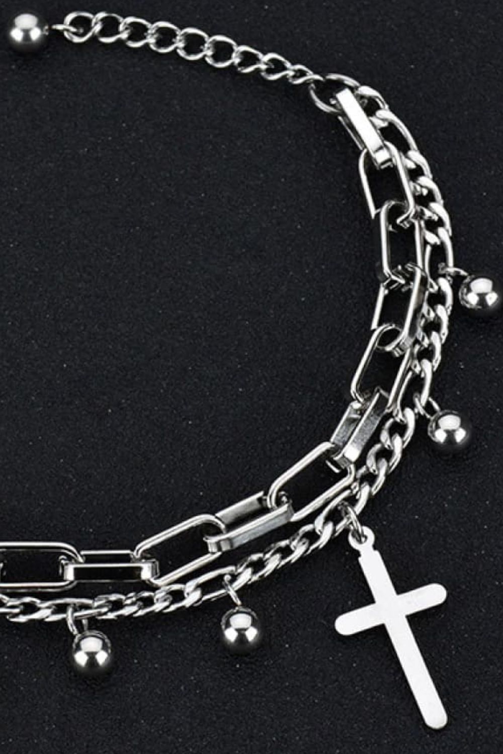 HK Cross Layered Stainless Steel Bracelet